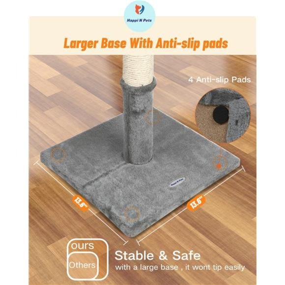 22" Cat Scratching Post, Natural Sisal Scratchers Trees, Light Gray - Picture 5 of 8